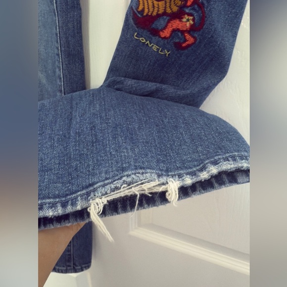 MOTHER Superior The Rambler Sneak Jeans Running With Scissors Size 24 $350 - Picture 4 of 11